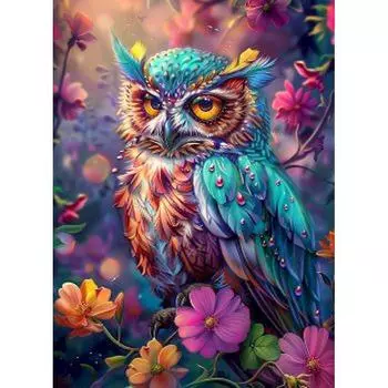 Алмазная вышивка, красочная сова, вышивка крестом, мозаика, полный круглый алмаз, искусство, живопись животных, ручная работа, хобби Full Round 20x30CM