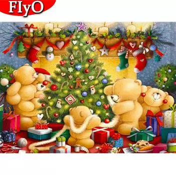 Алмазная вышивка крестом Рождественская елка 5D DIY Алмазная картина Мультфильм Украшение для дома Набор для творчества Full Round 20X30CM