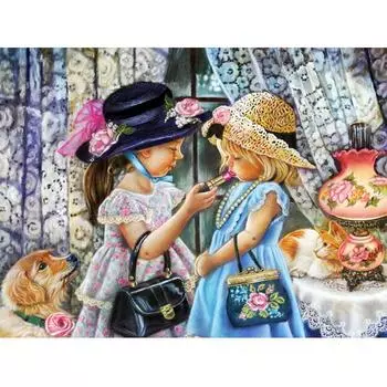 Алмазная вышивка крестиком для девочек, стразы, портрет, алмазная живопись, полная алмазная мозаика, настенная наклейка, домашний декор 20X30CM