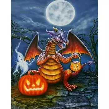 Алмазная вышивка крестиком Дракон фотографии стразами 5D DIY алмазная живопись полная дрель смола подарок на Хэллоуин 20X30CM