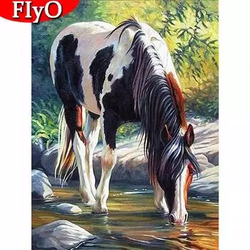 Алмазная вышивка крестиком лошадь полная квадратная круглая дрель алмазная живопись животное мозаика рукоделие украшение дома Full Round (20X30CM)