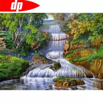 Алмазная вышивка крестиком Природа Алмазная мозаика Живописная 5d Алмазная картина Ручей Алмазное искусство 20X30CM
