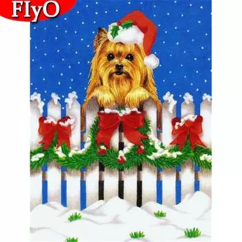 Алмазная вышивка крестиком Рождественская алмазная картина собака комплект мозаика животное новогодний подарок настенный художественный декор Full Round (20X30CM)