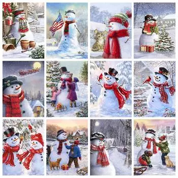 Алмазная вышивка крестиком Рождественский снеговик алмазная живопись мультфильм Алмазная мозаика горный хрусталь комплект подарок ручной работы Full Round 20x25CM