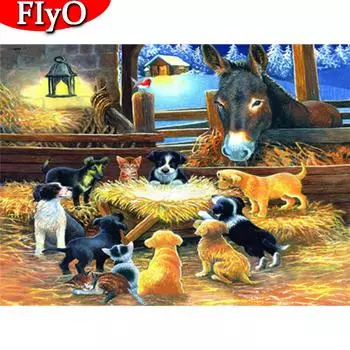 Алмазная вышивка крестиком собака DIY алмазная живопись осел животное горный хрусталь картина рождественские украшения Full Round (20X30CM)