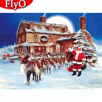 Алмазная вышивка крестом дом 5D алмазная живопись Зимняя мозаика пейзаж рукоделие Рождественский подарок Full Round (20X30CM)