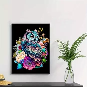 Алмазная вышивка крестом, красочная картина, милая цветная сова, кошка и собака, 5D DIY, алмазная вышивка животных, украшение для дома Full Round 20x30CM