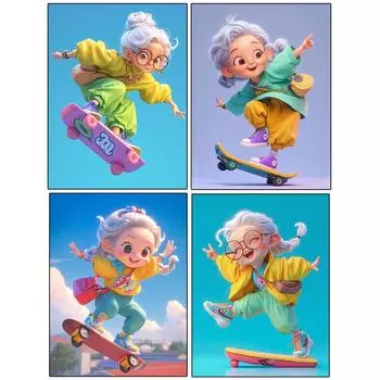 Алмазная вышивка крестом Мультфильм Досуг и счастливая бабушка 5D DIY Алмазная вышивка Алмазная картина Украшение дома Full Round 20x30CM