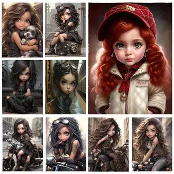 Алмазная вышивка крестом мультфильм крутая девушка 5D DIY алмазная вышивка картина алмазная гостиная спальня украшение дома Full Round 20x30CM