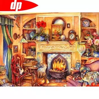 Алмазная вышивка круглые стразы дома DIY алмазная живопись живописное алмазное искусство украшение дома 20X30CM