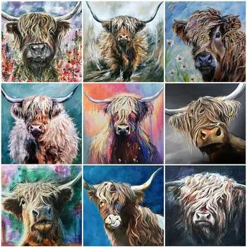 Алмазная вышивка крупного рогатого скота 5D DIY Новое поступление алмазная живопись животных мозаика корова наборы крестиков подарок ручной работы Full Round 20x20CM