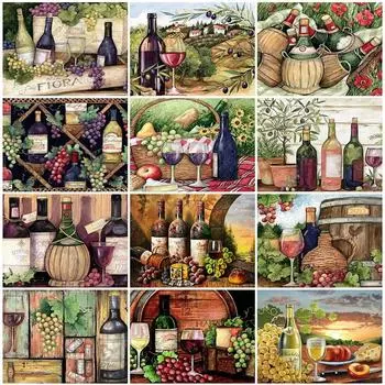 Алмазная вышивка ликер, полная дрель, круглая/квадратная алмазная живопись, пейзаж, стразы, художественные наборы для вышивки крестом, рукоделие Full Round 20X30CM красный