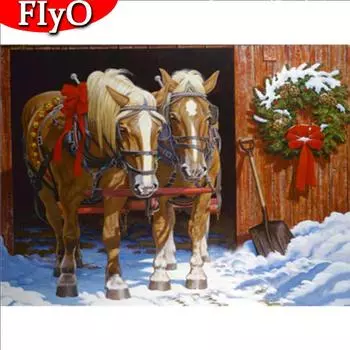 Алмазная вышивка Лошадь Алмазная картина 5D Животное Мозаика Изображение Горный хрусталь Рождественский подарок Full Round (20X30CM)