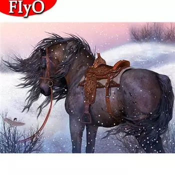Алмазная вышивка лошадь алмазная живопись зимняя мозаика вышивка крестом животное ремесленный декор для дома Full Round (20X30CM)