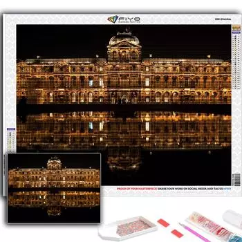 Алмазная вышивка Лувр Музей 5D DIY Алмазная картина Вышивка крестом Стразы Full Round 20X30CM