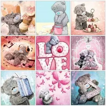 Алмазная вышивка Медведь 5D алмазная живопись мультфильм Алмазная мозаика вышивка крестиком украшение дома детский подарок Full Round 20x20CM