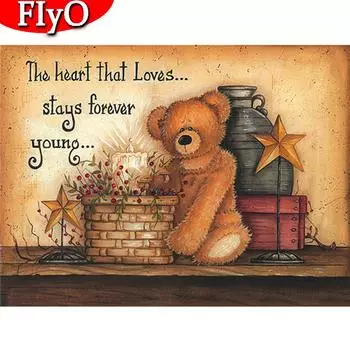 Алмазная вышивка Медведь Rhinestone Kit Новое поступление 5D DIY Алмазная картина Мультфильм Мозаика Украшение дома Full Round (20X30CM)