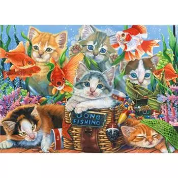 Алмазная вышивка, милые наборы для вышивки крестом Anmial Cats, алмазная живопись, мозаика, стразы 20X30CM
