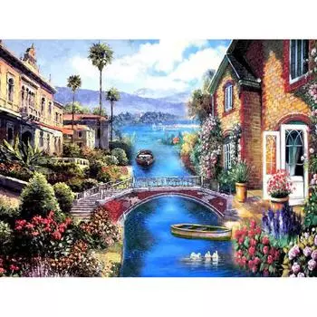 Алмазная вышивка мост Diy Алмазная картина Круглая дрель Стразы Вышивка крестом Ремесла Рукоделие 20X30CM