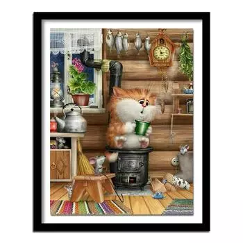 Алмазная вышивка мультфильм кот узор стразы фотографии Diy алмазная живопись вышивка крестом 20X30CM