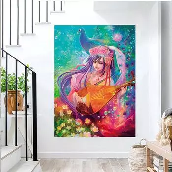 Алмазная вышивка Павлин Фея Девушка 5D DIY алмазная живопись вышивка крестиком полная квадратная круглая дрель мозаика домашний декор подарок Full Round 20x30CM