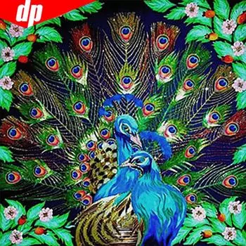 Алмазная вышивка Павлины 5d Алмазная картина Полная дрель Круглые животные Алмаз 30x30