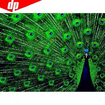 Алмазная вышивка Павлины Алмазная мозаика Алмазная картина Круглые камни Животные Картинки 20X30