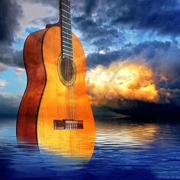 Алмазная вышивка Пейзаж Алмазная картина Гитара Новое поступление Изображение Стразы 30X30CM