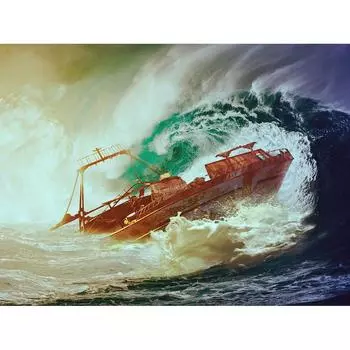 Алмазная вышивка Пейзаж Морской корабль Картина Стразы Полный круглый алмазная живопись 20X30CM