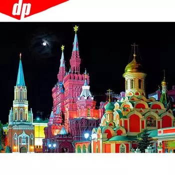 Алмазная вышивка Пейзаж Москва Полный круглый горный хрусталь 5D DIY Алмазная картина Вышивка крестом 20X30CM