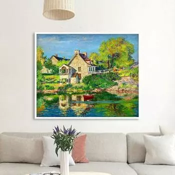Алмазная вышивка Пейзаж Ручная алмазная живопись Деревня Рукоделие Мозаика Вышивка крестом Full Round 20X30CM
