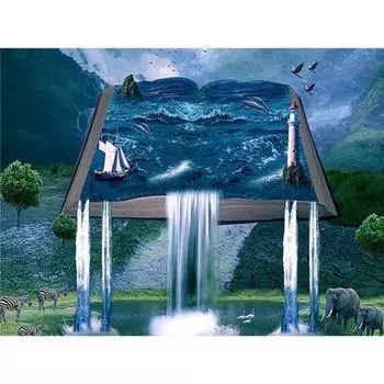 Алмазная вышивка, пейзаж, водопад, книга, алмазная живопись, пейзаж, изображения из страз 20X30CM