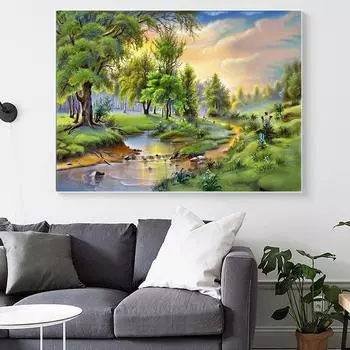 Алмазная вышивка Пейзажи Художественные ремесла Вышивание Кристалл 5D DIY Алмазная картина Полная дрель Смола Живописная ручная работа 20X30CM