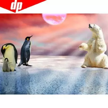 Алмазная вышивка Пингвин Белый медведь Вышивка крестом Полный круглый 5D DIY Алмазная картина 20X30CM