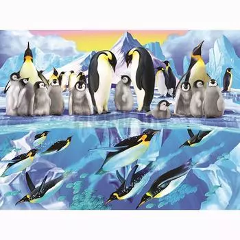 Алмазная вышивка Пингвин Семья Кристалл Полный круглый дрель Алмазная картина Наклейка Декор Картины 20X30CM