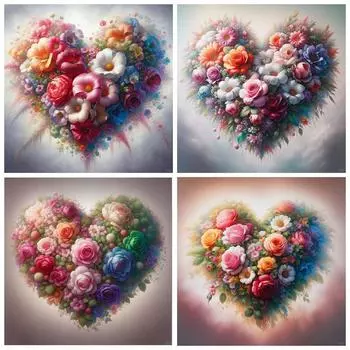 Алмазная вышивка Пион Полный квадрат Круглая мозаика Любовь Цветок Картина Стразы Живопись Красочные Изделия Ручной Работы Full Round 20x20CM