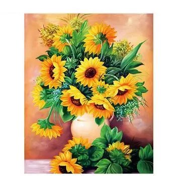Алмазная вышивка Подсолнух Рукоделие 5D DIY Алмазная картина Ваза для цветов Стразы Мозаика Украшение дома 20X30CM