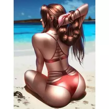 Алмазная вышивка, полная алмазная живопись, сексуальная пляжная девушка, Алмазная мозаика для продажи, мультяшные фотографии со стразами, хобби Full Round 20x25CM