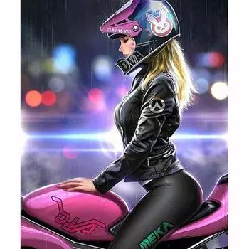 Алмазная вышивка, полная круглая алмазная живопись, мотоциклетная девушка, Алмазная мозаика, вышивка крестом, узоры 20X30CM