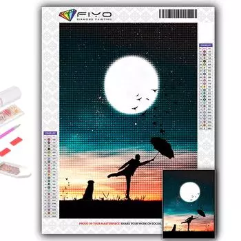 Алмазная вышивка Полная луна 5D DIY Алмазная картина Вышивка крестом Стразы Full Round 20X30CM