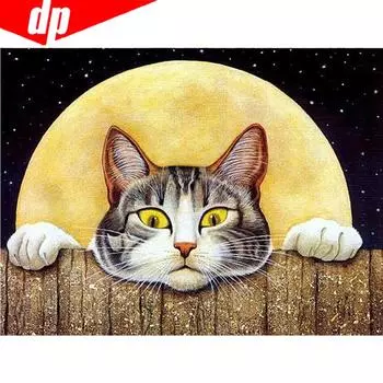 Алмазная вышивка Полный дисплей Животные Алмазная мозаика Кошка Алмазная картина Круглые камни Изображение 20X30