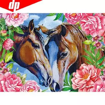 Алмазная вышивка Полное отображение Aanimals Алмазная живопись Круглые камни Лошадь Картины 20X30