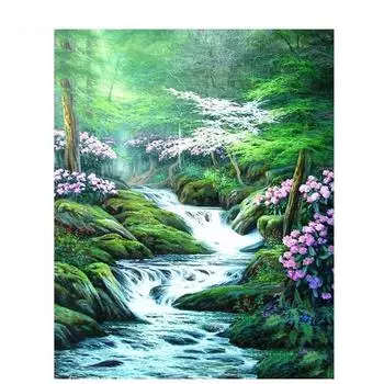 Алмазная вышивка Полный дрель Водопад Лес Алмазная картина 20X30CM