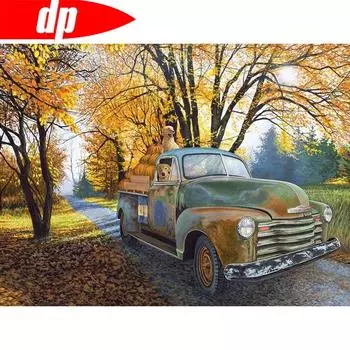 Алмазная вышивка Полный комплект Автомобиль Алмазная картина Дерево Алмазная мозаика Живописное алмазное искусство 20X30CM
