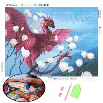 Алмазная вышивка Порошком Дракон Полный квадрат Новое поступление 3D DIY Алмазная картина Пейзаж Животное Изображение Стразы Вышивка Крестом Настенное искусство Full Round (20X30CM)
