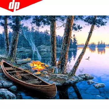 Алмазная вышивка Река Полный круглый пейзаж Алмазная картина 20X30CM