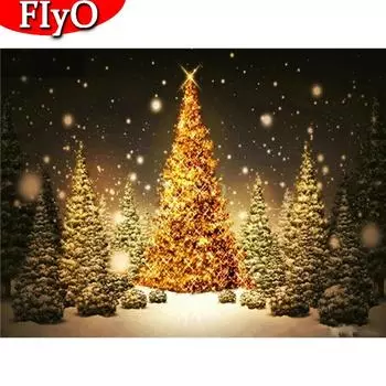 Алмазная вышивка Рождественская елка Полная квадратная дрель Алмазная картина Пейзаж Снежная мозаика Зимнее рукоделие Домашний декор Full Round (20X30CM)