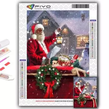 Алмазная вышивка Рождественская елка Санта-Снеговик 5D DIY Алмазная картина Вышивка крестом Горный хрусталь Full Round 20X30CM
