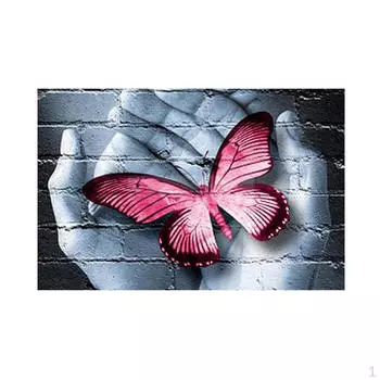 Алмазная вышивка ручной работы, Дизайн «Бабочка на ладони», , Горный хрусталь, 5D, Вышивка, Поделка