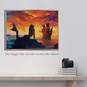 Алмазная вышивка Русалка Мультфильм Ручная Алмазная картина Рукоделие Мозаика Вышивка крестом Full Round 20X30CM